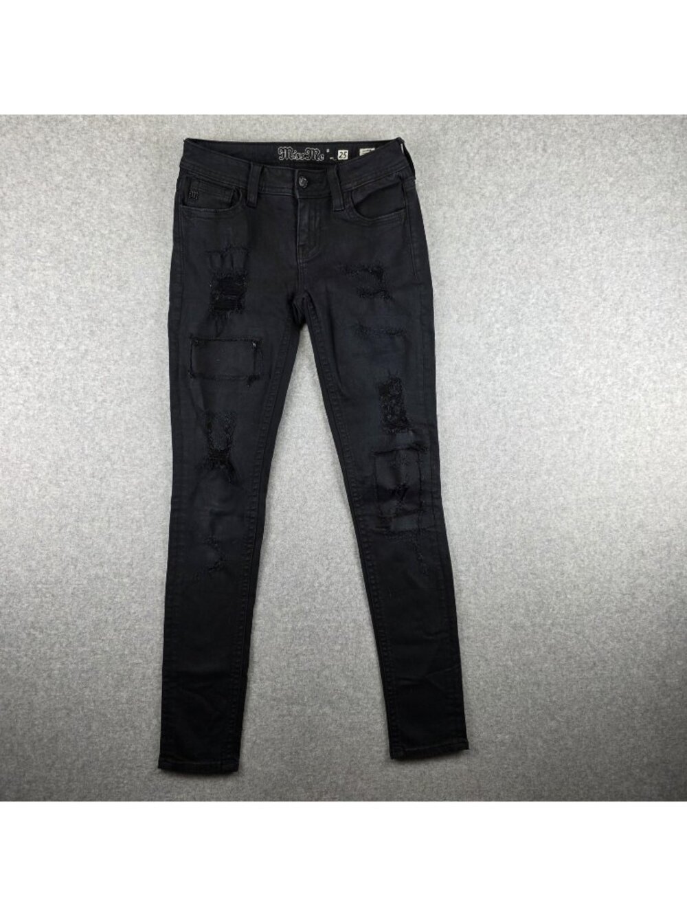 Miss Me Jeans Womens 25 Skinny Black Distressed Stretch Denim Ripped Slim Fit